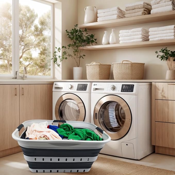 SAMMART 42L Collapsible Plastic Laundry Basket