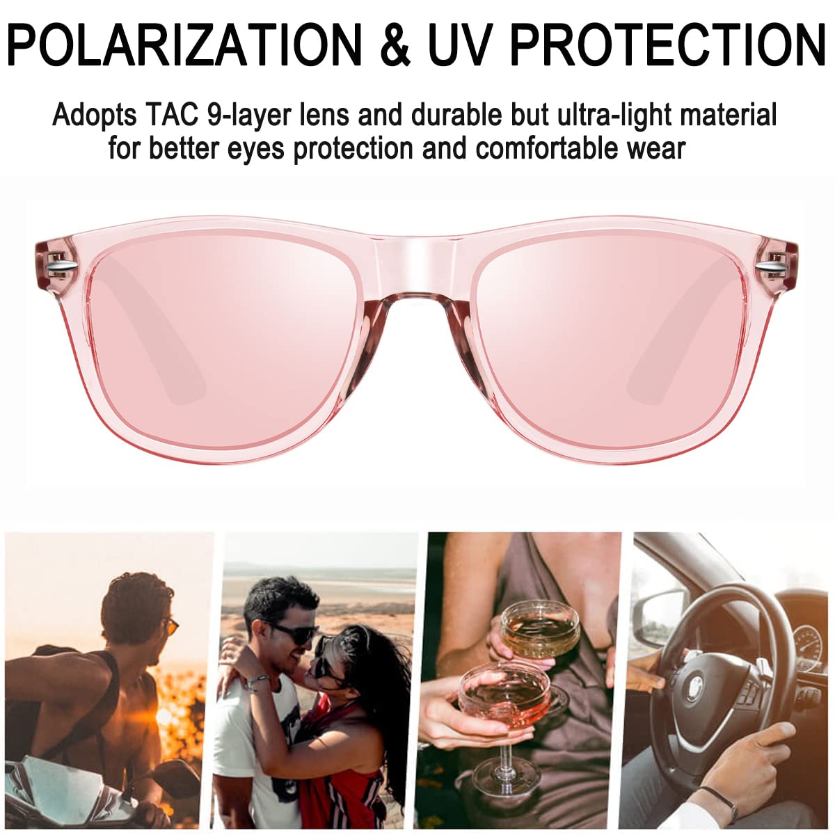 Joopin Square All Pink Sunglasses Retro Designer Oversized Sun Glasses Polarized UV Protection Fashion Shades for Women Men Shady Rays