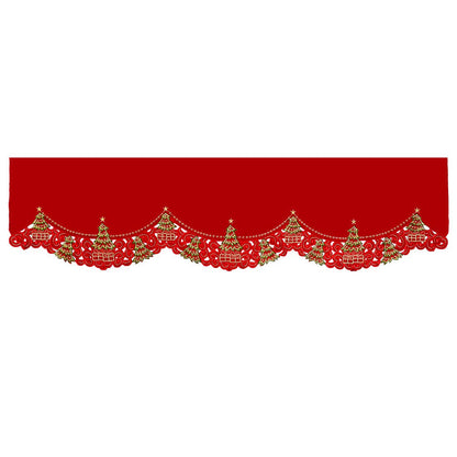 Grelucgo Embroidered Christmas Holly Tree Mantel Scarf Top Runner Winter Holiday Decorations