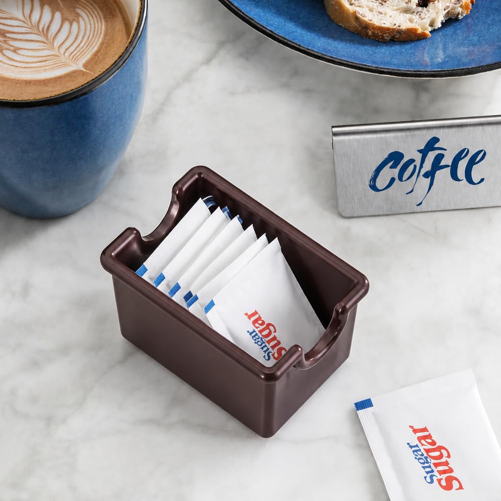New Star Foodservice Plastic Sugar Packet Holder, Brown, Set of 24, SAN Material, 3-3/8"x2-1/2 x2