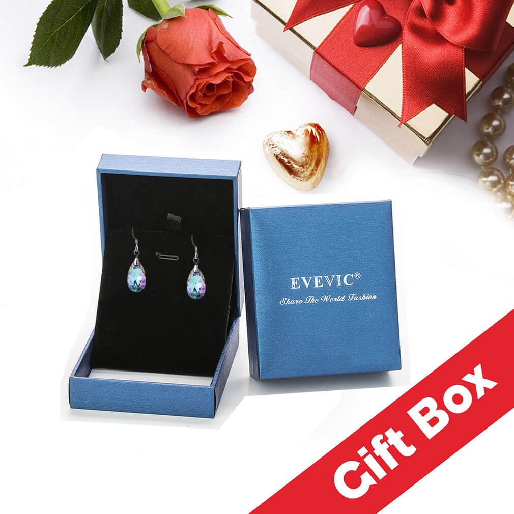 Austrian Crystal Teardrop Dangle Earrings for Women Drop Hook Earring 925 Sterling Silver Hypoallergenic Jewelry (Bermuda Blue)