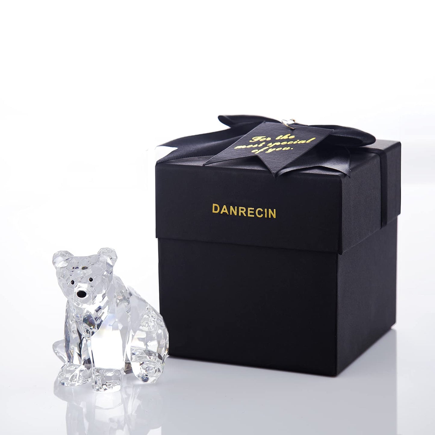 DANRECIN Acrylic Bear Figurine Cute Polar Bear Home Decor Clear Animal Room Decorations for Home and Office Not Crystal (E)