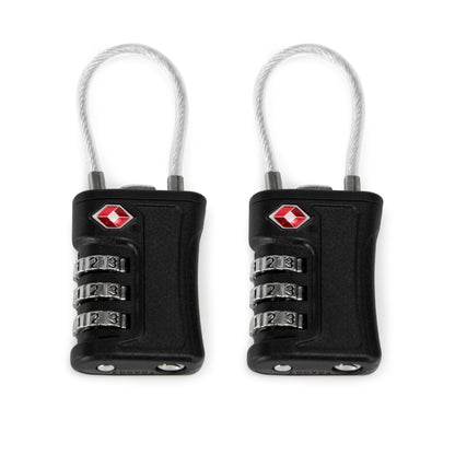 Ech.Apr 2 Pack TSA Approved Luggage Locks, 3-Digit Combination Cable Padlocks for Suitcase, Backpack, Gym Locker & Travel Bags - JY-814 Black
