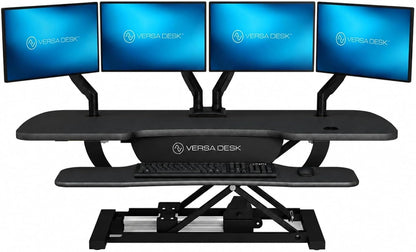 VERSADESK Electric Standing Desk Converter, 48 Inch PowerPro Height-Adjustable Sit Stand Desktop Riser, Keyboard Tray, USB Charging Port, 48" W X 24" D, Black