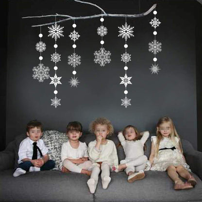 Decor365 Snowflake Garland Winter Wonderland Decorations White Snow Flake Garlands Hanging Snowflake Decorations from Ceiling Classroom Winter Decor Christmas Frozen Birthday Party Backdrop