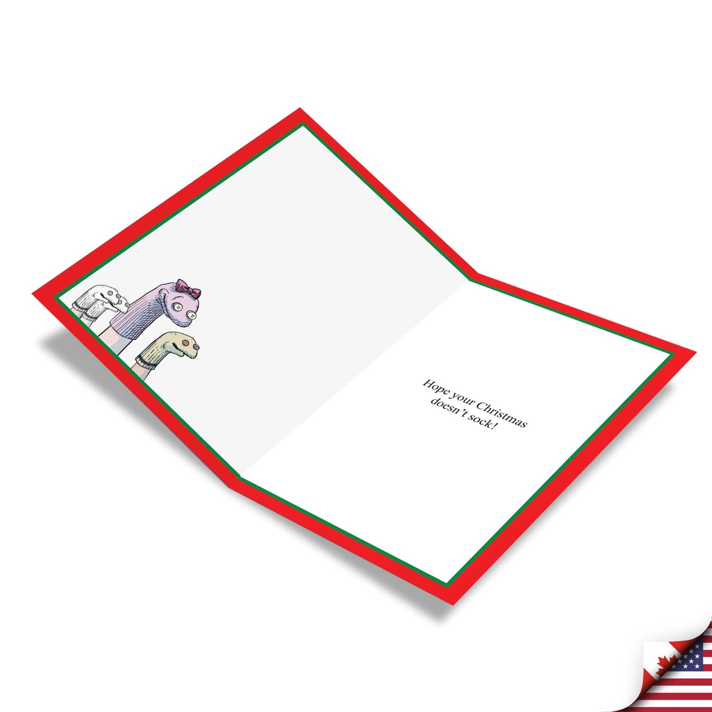 NobleWorks - Box of 12 Cartoon Christmas Cards Funny - Bulk Pack of Holiday for Xmas, Humor Notecard Set 1x12 Designs - little one Sock Brothers B1852