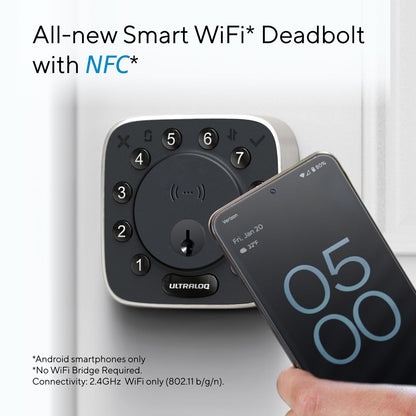 ULTRALOQ 2025 Upgrade Bolt NFC Smart Door Lock, Built-in WiFi Deadbolt 6-in-1 Keypad Keyless Entry Door Lock & Door Sensor,Auto Unlock,IP65 Waterproof,Easy Installation,BHMA Grade AAA