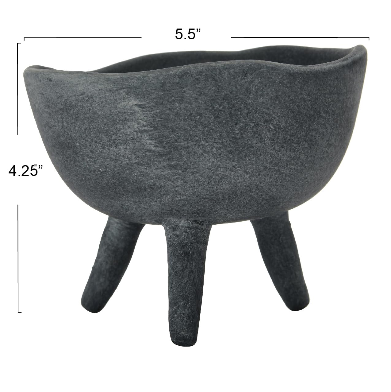 Creative Co-Op Boho Terracotta Footed Bowl, Slate Grey
