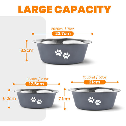 2 Pack Dog Bowls (1560ML), Stainless Steel Dog Bowls with Nonslip Silicone Bottom, Pet Feeding Bowls for Cat, Pups-Food and Water Bowls for Small Medium Large Dogs