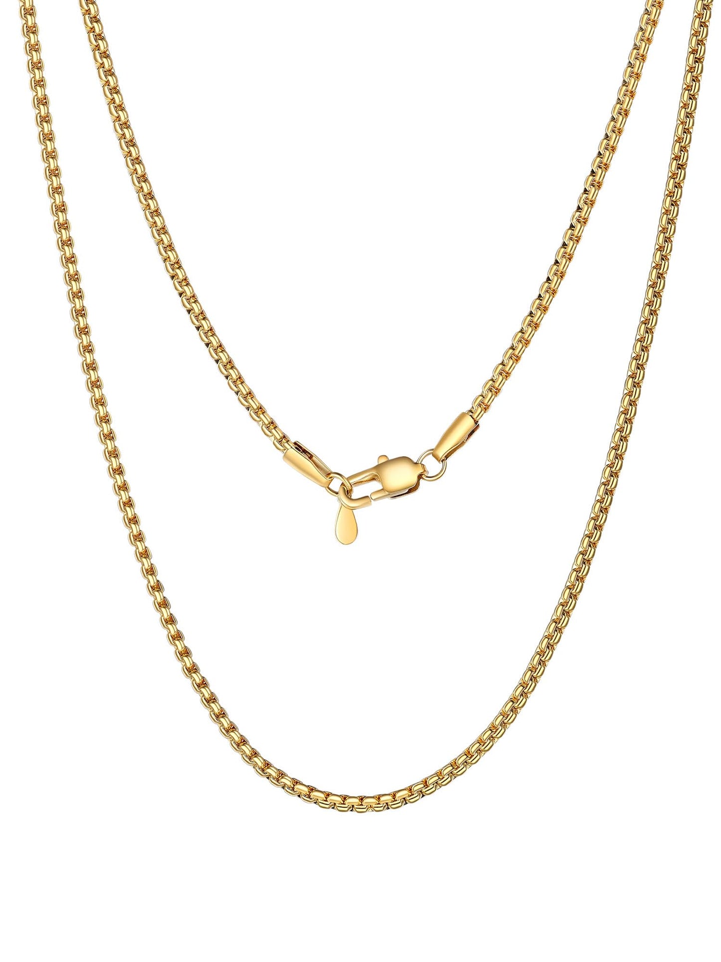 PROSTEEL 18K Plated Gold Necklace 2mm Men Chains Stainless Steel Male Jewelry 20inch