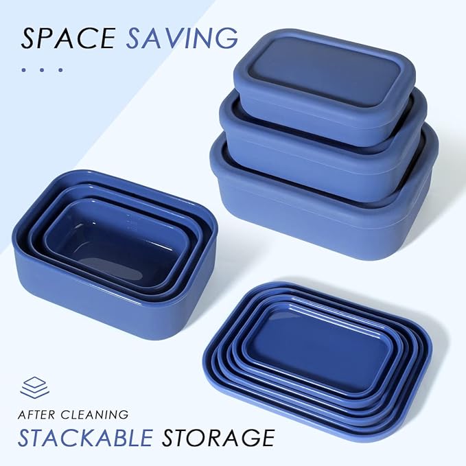 Silicone Food Storage Containers, Hard-Shell Silicone, Dishwasher and Freezer