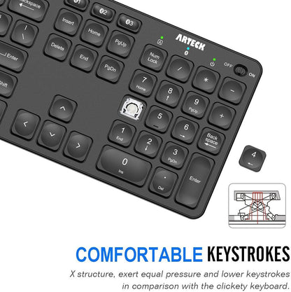 Arteck Universal Backlit 7-Colors & Adjustable Brightness Multi-Device Full Size Wireless Bluetooth Keyboard for Windows, iOS, iPad OS, Android, Computer Desktop Laptop Surface Tablet Smartphone