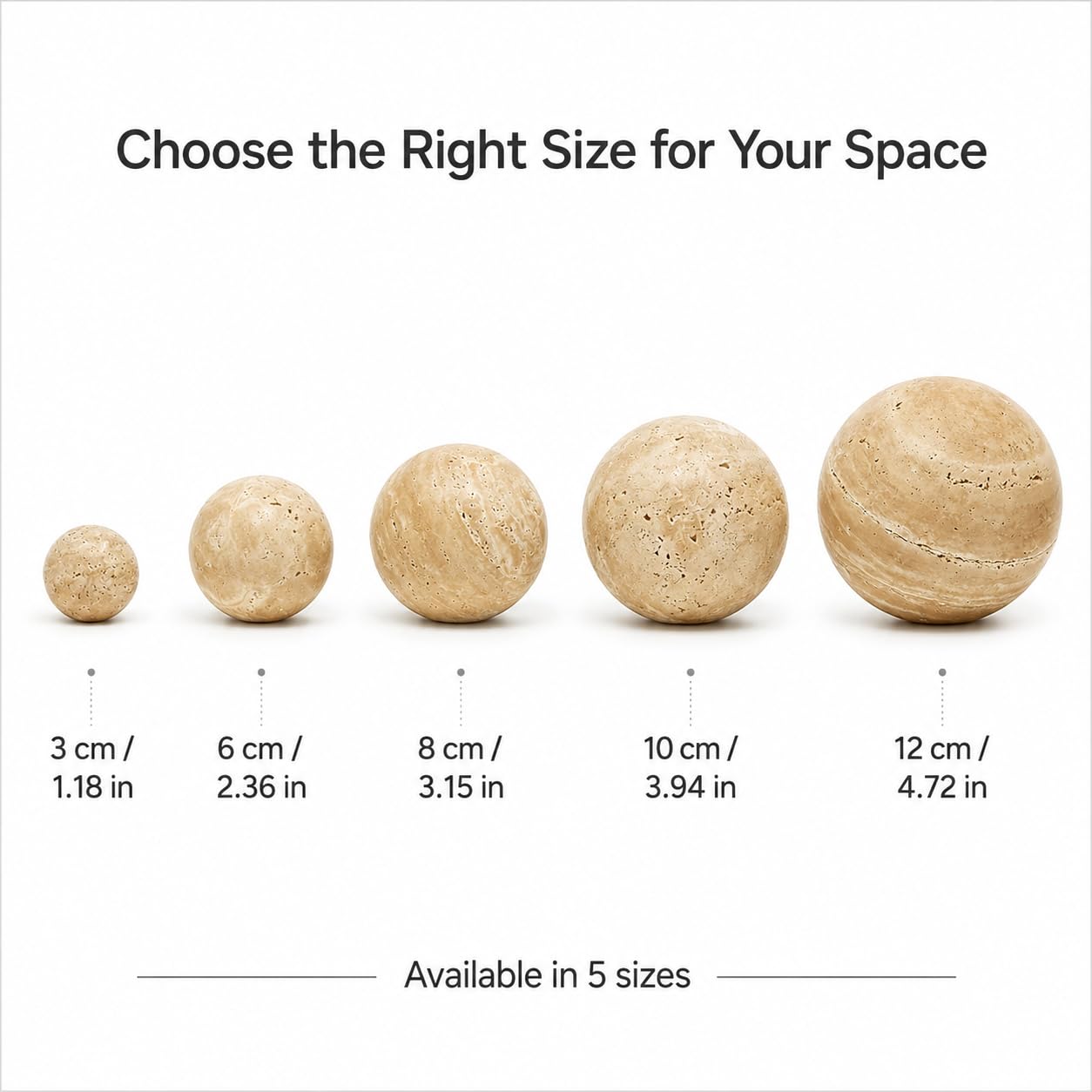 Artisanal Abode Natural Travertine Decorative Sphere, 4.72 Inch Stone Ball Decor, Hand-Polished Beige Orb Accent for Coffee Table, Console, Shelf and Living Room