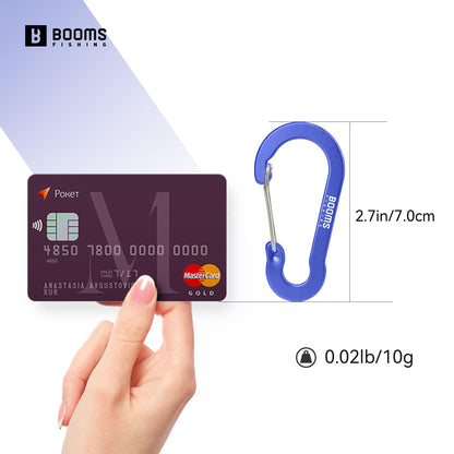 Booms Fishing CC5 Multi-Use Carabiner Clips, 10 Pack 2.7" Small Caribeener Clips, Mini Keychain Caribeaner Clip, Aluminum D Ring Carabiners, Ultramarine