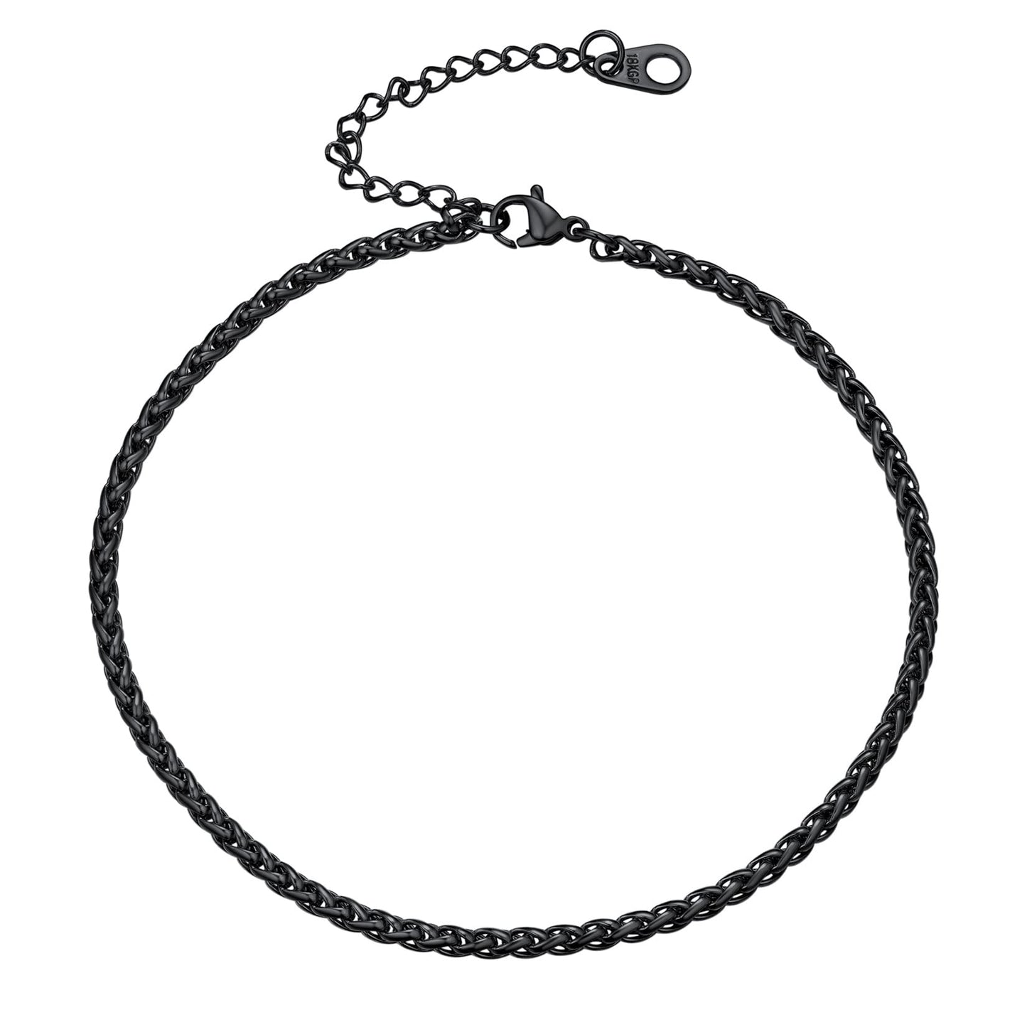 U7 Black Ankle Chains for Women Girl Foot Jewellery Stainless Steel Summer Anklet Bracelet