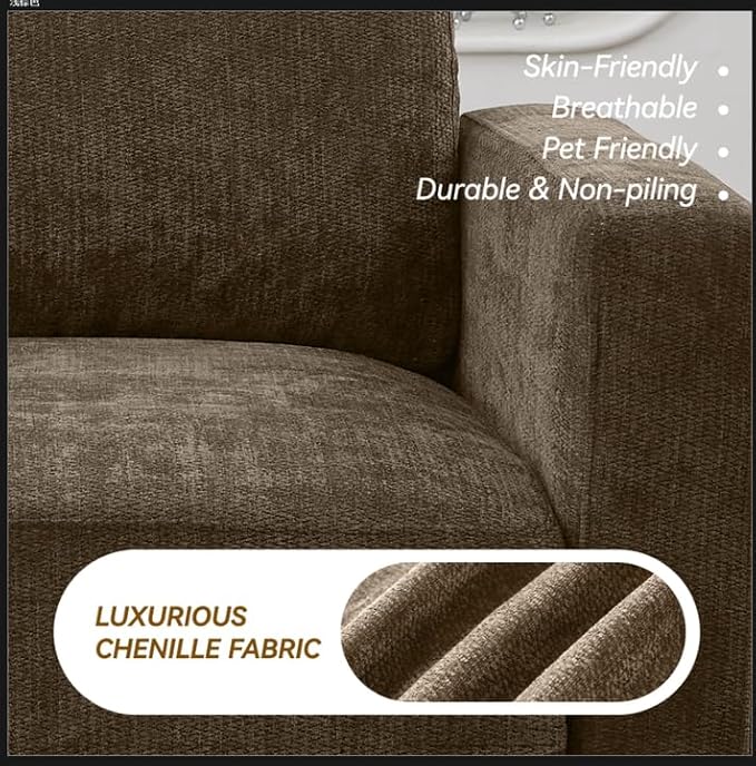 77.4" Chenille Modular Loveseat Oversized Upholstered 2 Seater Sectional Sofa
