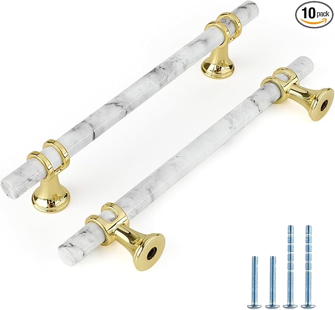 Rergy Cabinet Handles Marble Drawer Pulls and Knobs, T-Bar Hardware