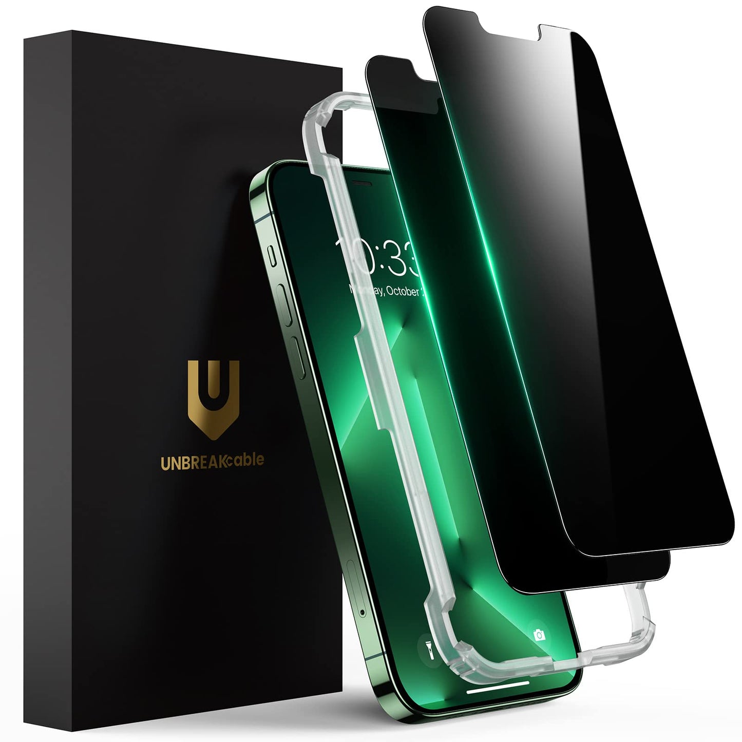 UNBREAKcable Privacy Screen Protector for iPhone 14/ iPhone 13/13 Pro, Tempered Glass [True 28°Anti Spy] [9H Hardness] [Case Friendly] Private Protector for iPhone 6.1" - 2 Pack