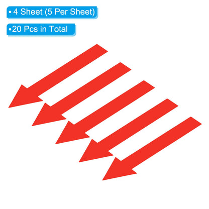 PATIKIL Arrow Sticker 5 Inch, 4 Sheet Directional Sign PVC Adhesive Removable Floors Decal for Floors Wall Marking, Red