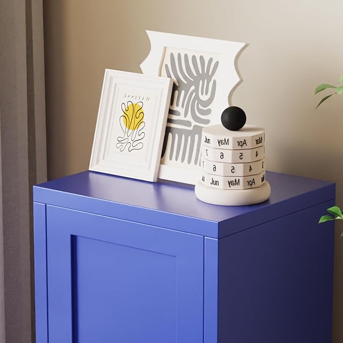 ALBAD Metal Nightstand with Lockable Cabinet, Compact Mini Locker Bedside Table