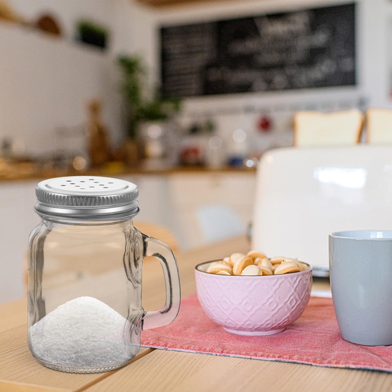 Zerodeko Mini Glass Seasoning Bottles Set of 2 Mason Jar Style Salt and Pepper Shakers with Lids for Kitchen Spice Storage and Condiment Containers