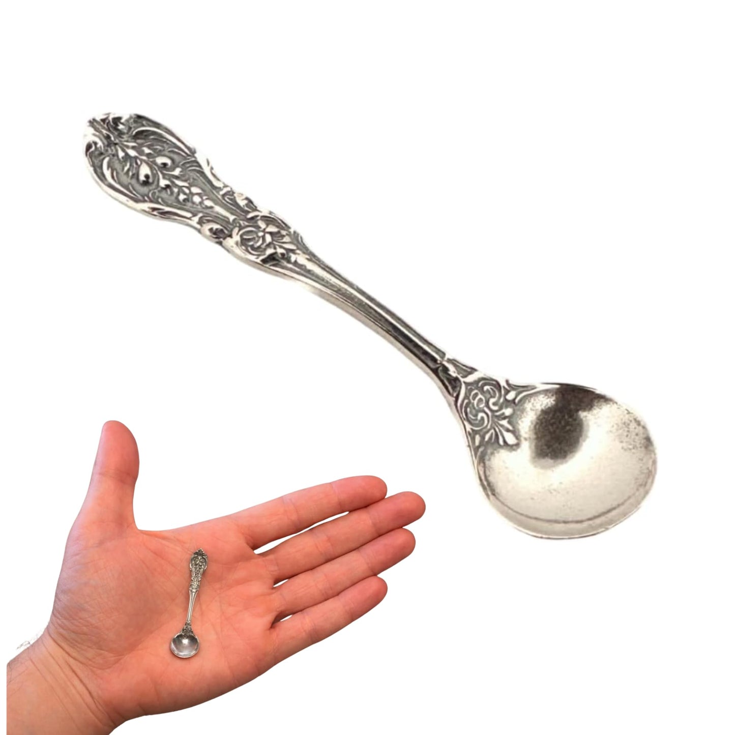 925 Sterling Silver Small Salt Spoon - Premium Quality 2.2" Ornate Floral Spoon - Beautiful Flower Designed Handle - Gift for Culinary Enthusiasts