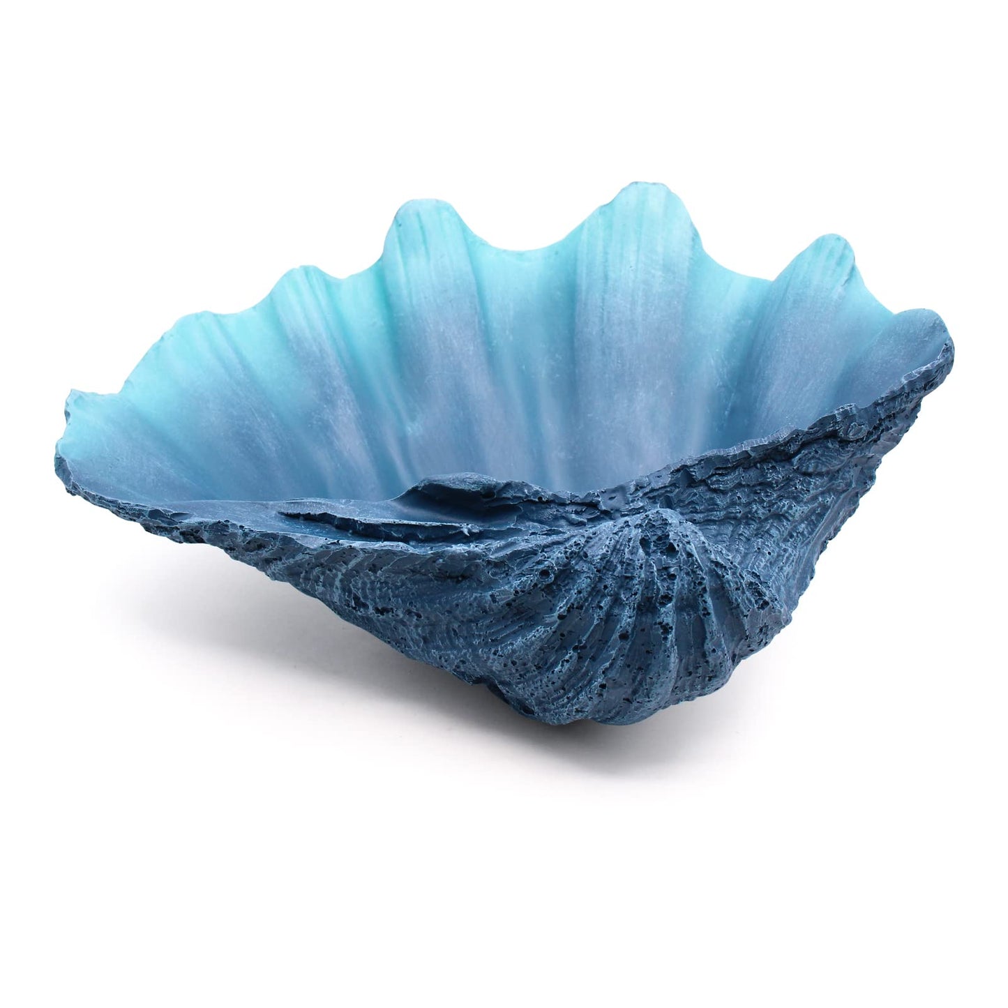 ALIWINER Medium Blue Scalloped Clam Shell Bowl Sea Shell Decor for Nautical Beach House,Coastal Decor Gift of Housewarming and Wedding Party