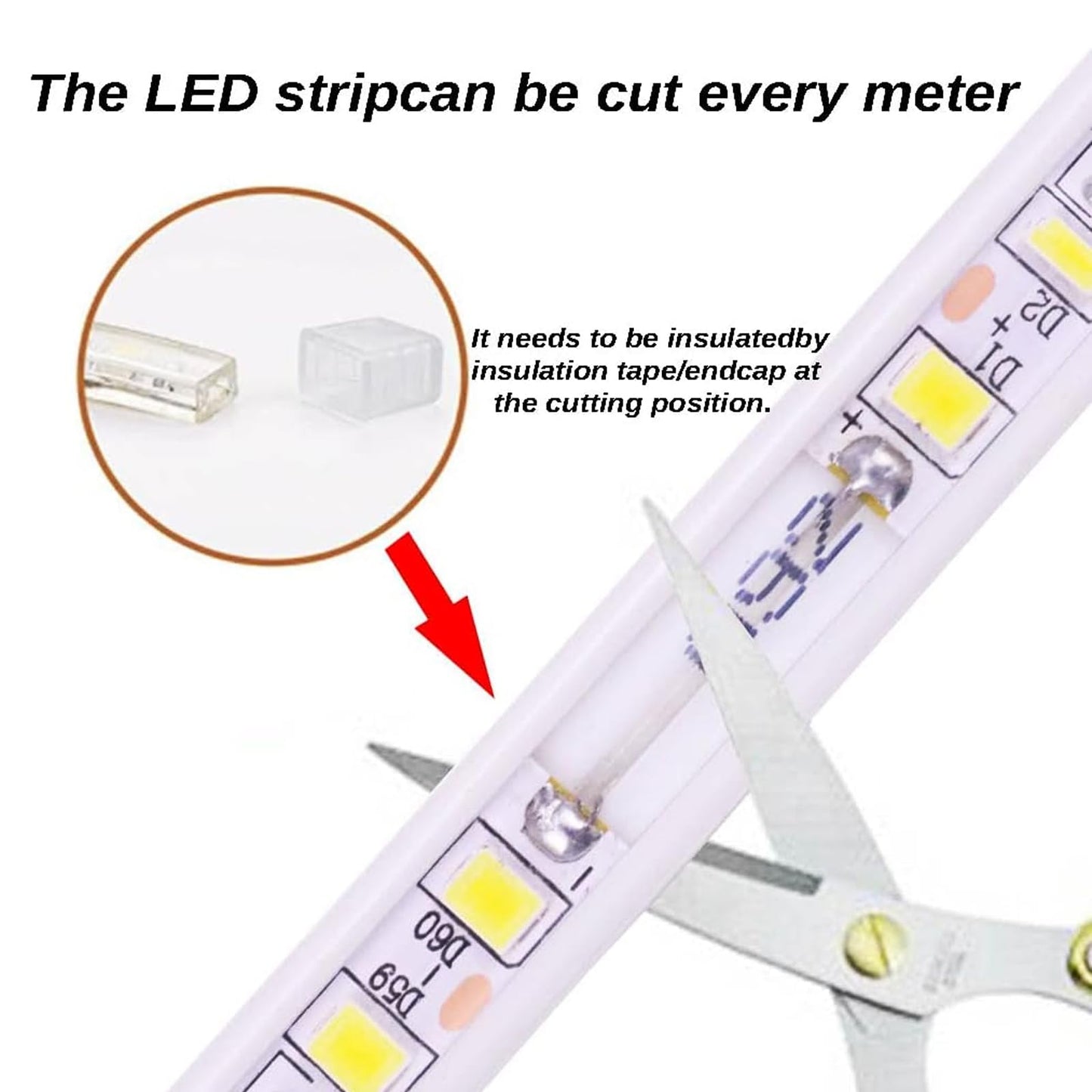 pcningled White LED Strip Lights 6.56ft AC 120V Rope Lights 110V Flexible LED Light Strip Waterproof 4000K Bright White SMD 5730 120LEDs/m for Bedroom Mirror Kitchen Cabinet Lighting