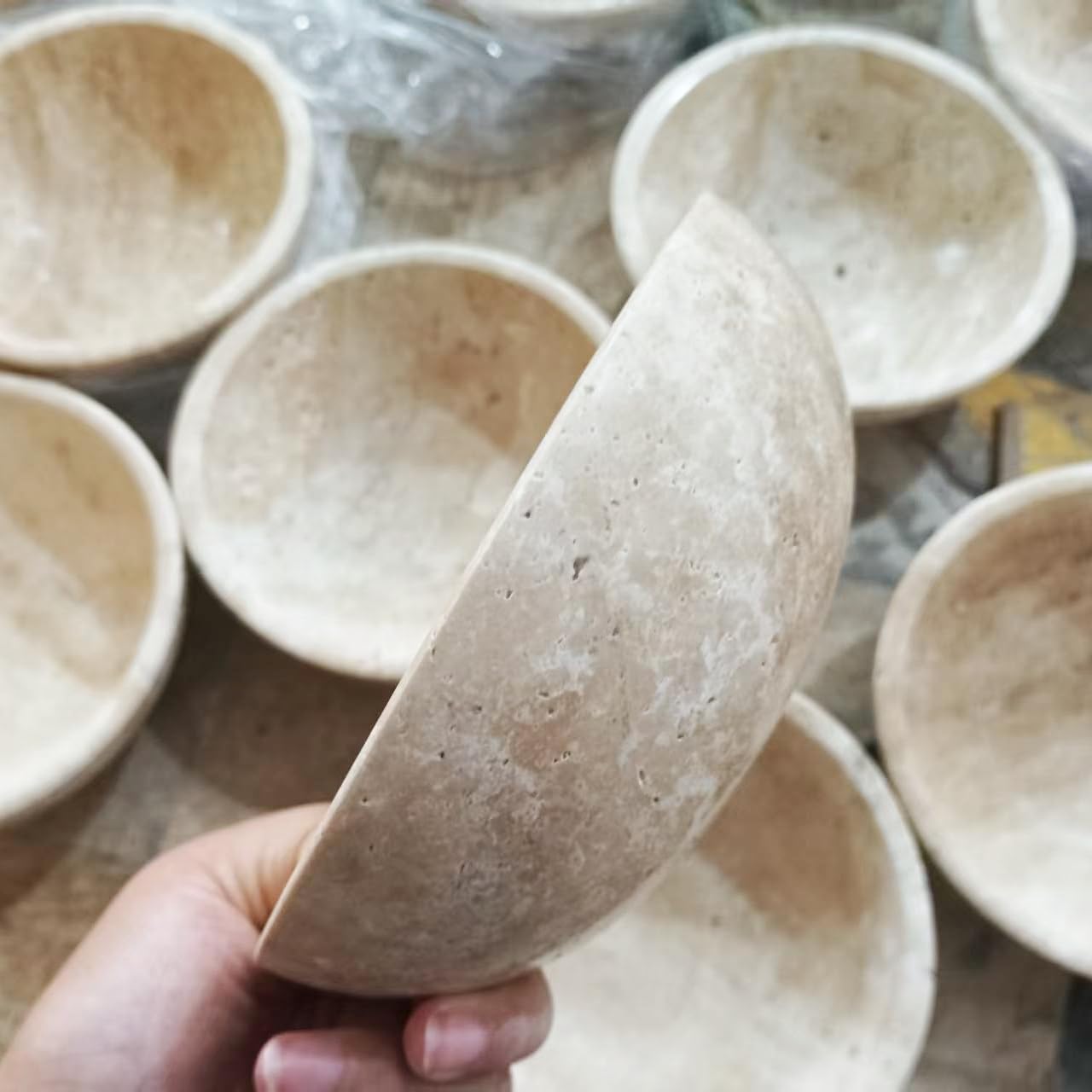 WILD WORKS Travertine Bowl, 6" Natural Stone Decorative Bowls for Entryway Table, Catchall Tray for Keys & Jewelry, Fruit Bowls for Kitchen Counter, Living Room Decor, Home Accent