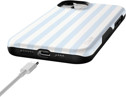 Casely iPhone 15 Case | Blue Stripes | Sunday Best | Compatible with MagSafe | Bold Protective Design