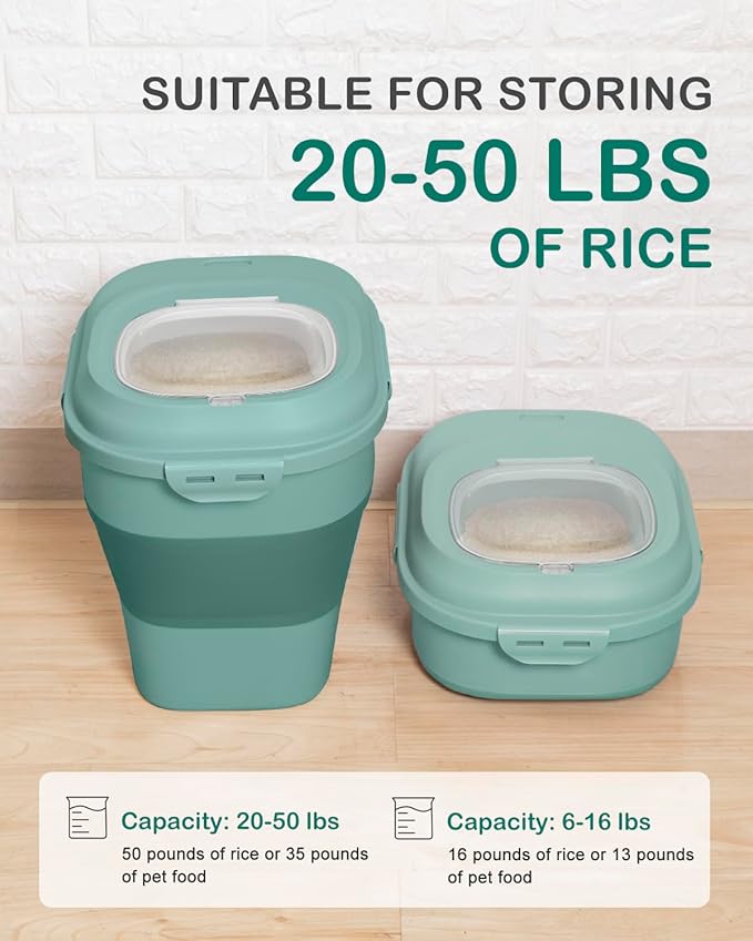 20-50 Lbs Food Storage Containers, Collapsible Rice Container