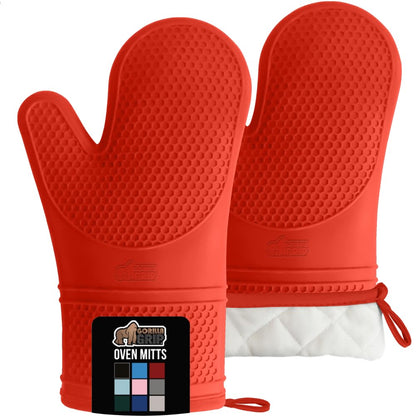 GORILLA GRIP BPA-Free Soft Silicone Oven Mitts and Pot Holders Sets, Heat Resistant Waterproof Cooking Gloves, Thick Cotton Lining, Flexible Gripping for Baking Grilling, Kitchen Trivets, Turquoise