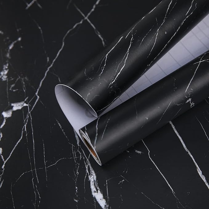 practicalWs 17.71''×196.8'' Marble Contact Paper Black/White Peel and Stick