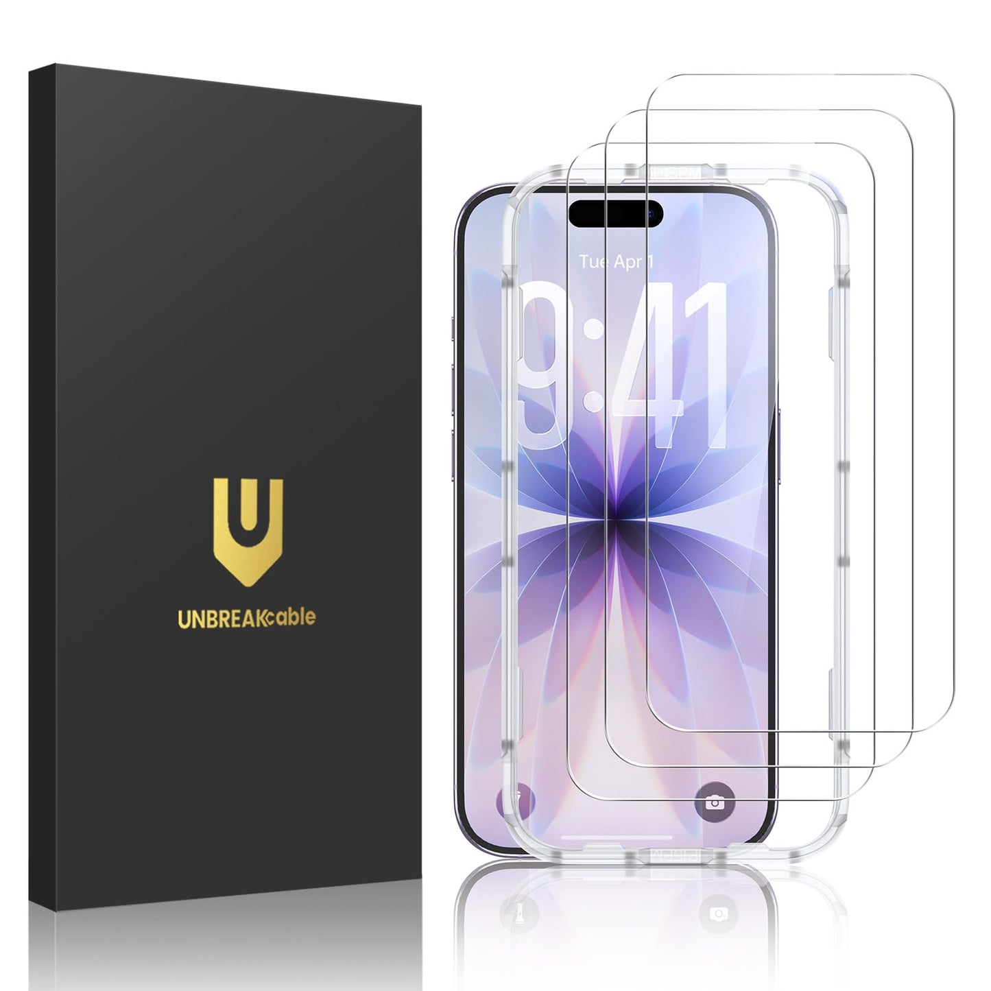 UNBREAKcable Shatterproof Tempered Glass Screen Protector for iPhone SE 2022/SE 2020, iPhone 8/7 [3-Pack] [99.99% HD Clear] [Easy Installation Frame] [9H Hardness][Bubble Free] for Apple 4.7''