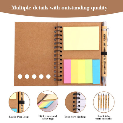 30 Sets Employee Appreciation Gifts Bulk Team College Graduate Thank You Gifts Inspirational Spiral Notebook with Sticky Note Motivational Bamboo Ballpoint Pens for Nurse Teacher Employees Coworker