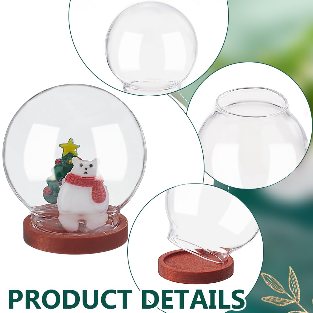 NBEADS 6 Pcs Mini Round Glass Dome, Clear Glass Display Dome Cover with Wood Base Cloche Bell Jar for Centerpieces Plants Rocks Specimens Decorations Crafts, Diameter: 1.57 inch FireBrick