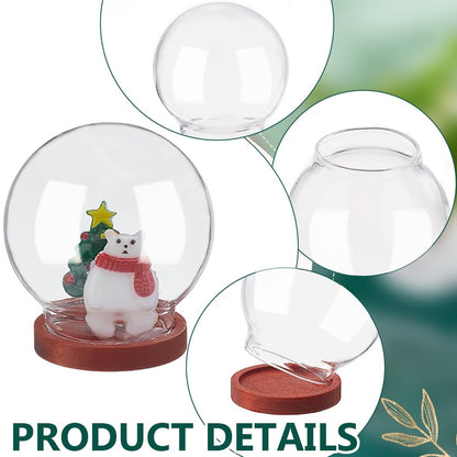 NBEADS 6 Pcs Mini Round Glass Dome, Clear Glass Display Dome Cover with Wood Base Cloche Bell Jar for Centerpieces Plants Rocks Specimens Decorations Crafts, Diameter: 1.57 inch FireBrick