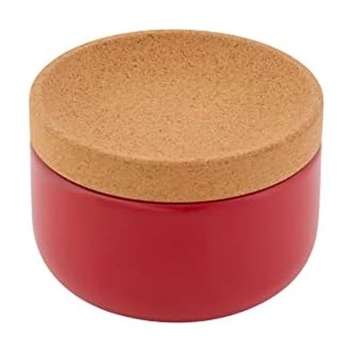 Kamenstein Ceramic and Cork Salt Pig with Easy Lift Lid for Easy Access, Red