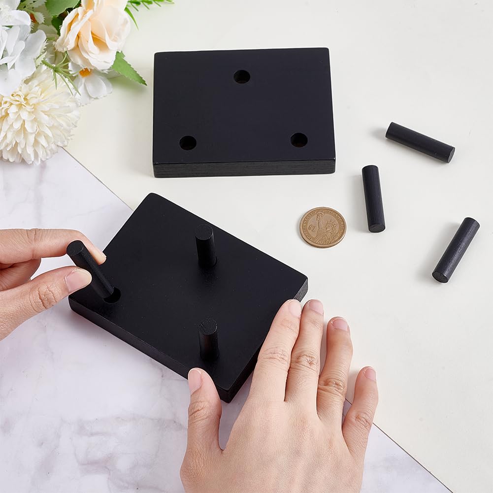 UNICRAFTALE 2 Sets Wooden Rock Display Stand Black Three Prong Rock Holders Crystal Display Stand Easel Holder for Spheres Geode Gemstones Fossils Minerals Agate 4.14x3.16x1.79 Inch