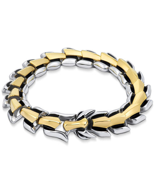 LuxGoth Stainless Steel Ouroboros Jormungandr Snake Heavy Cuban Link Chain Bracelet Gothic Punk Rock Biker Vintage Viking Dragon Franco Link Curb Bracelet Jewelry for Men Gold Silver GTS-B1B45025
