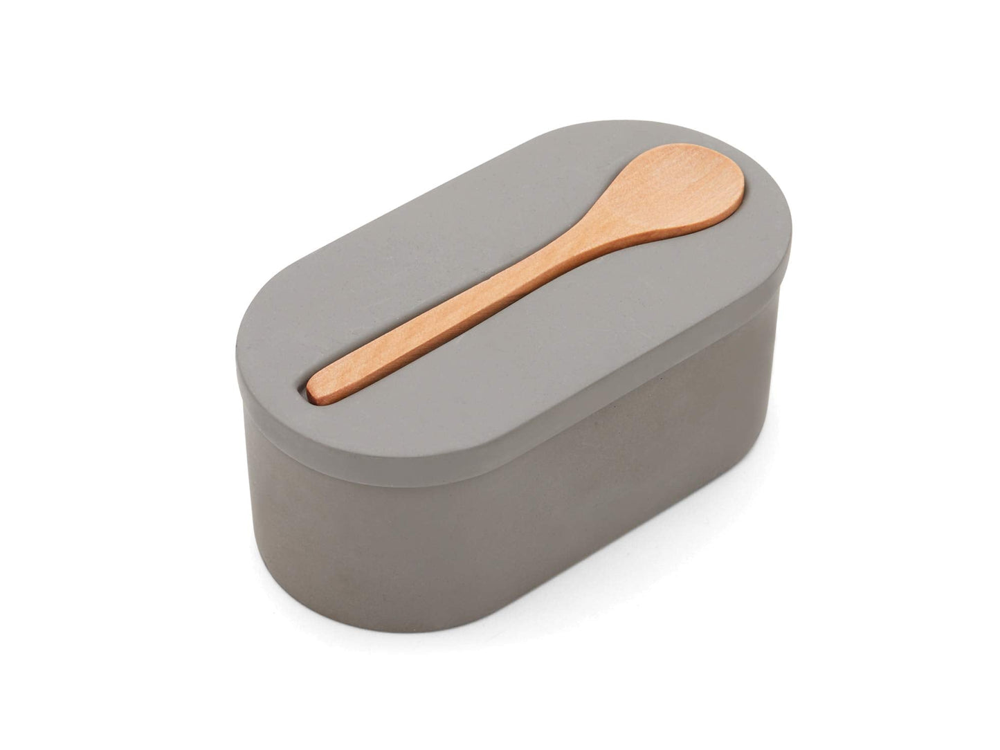 Fox Run Cement Double Salt Cellar with Spoon, 3 x 3.5 x 6.25 inches, Gray