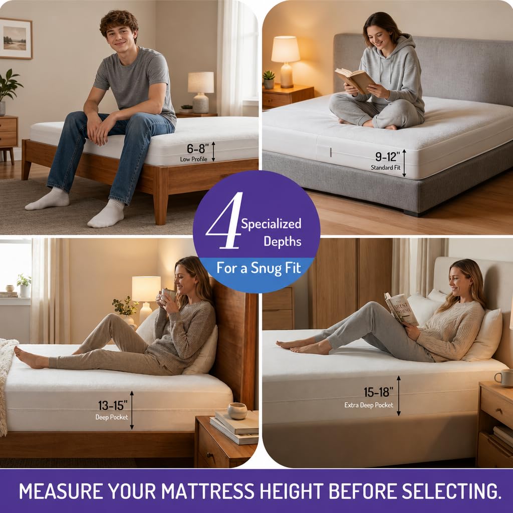 Degrees of Comfort Bed Bug Mattress Cover Twin Size - 9-12" Standard Profile 3M Scotchgard Waterproof Zippered Encasement Protector, Breathable Cotton Terry Top