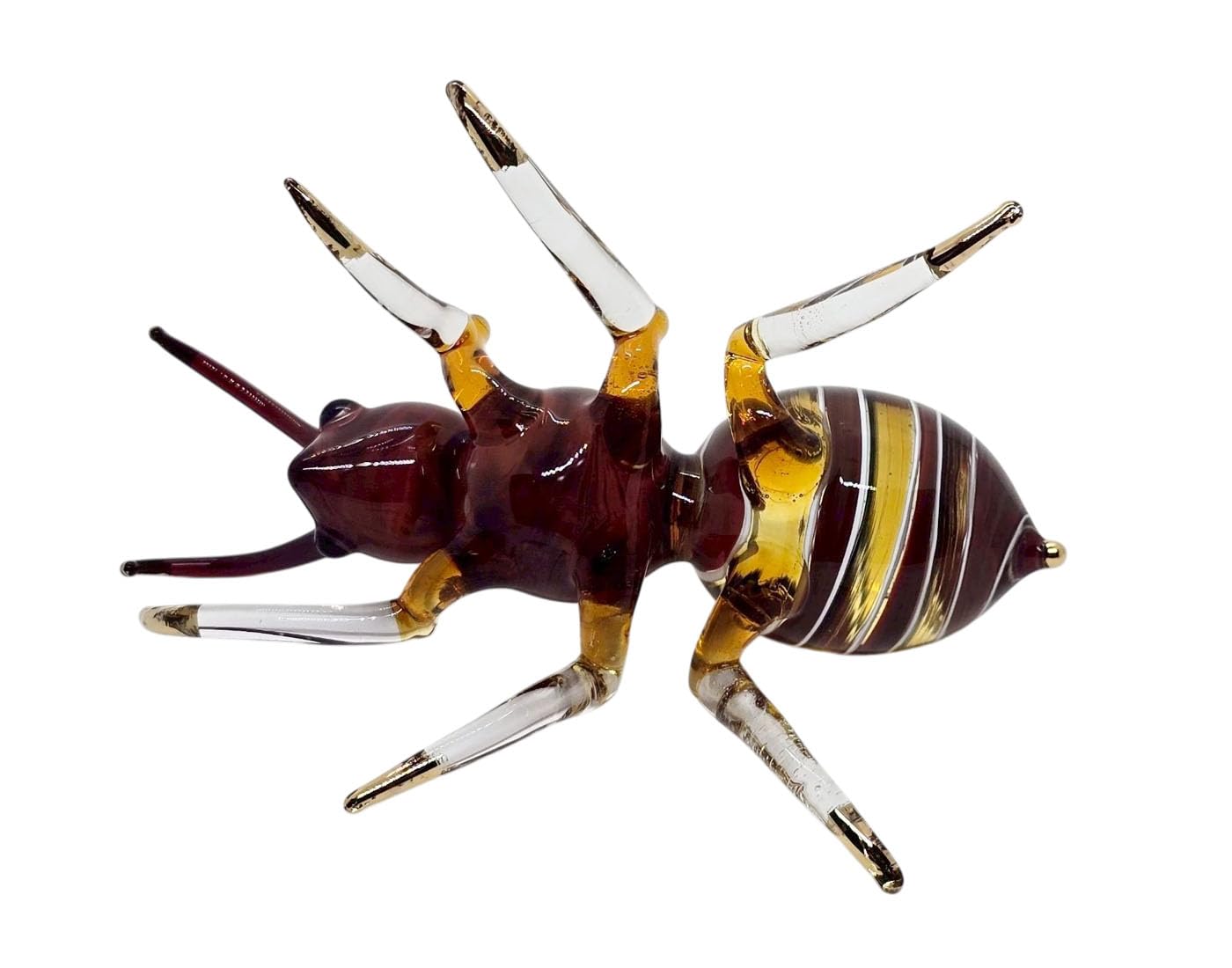 WitnyStore 4" Red Yellow Ant Formicidae Insect Blown Glass Figurine Premium Hand-Blown Statue Tabletop Decoration Unique Collectible for Adult Collectors Elegant Home Room Decor