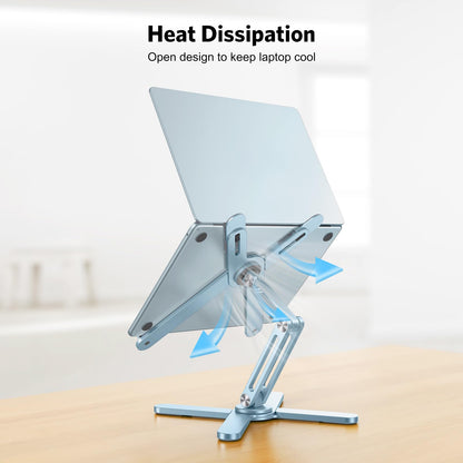 OMOTON 360° Rotating Laptop Stand Riser for Desk, Ergonomic Foldable Computer Stand Adjustable Height Angles for Collaborative Work, Easy Storage Fit Macbooks,All Laptops up to 16 inches, Silver