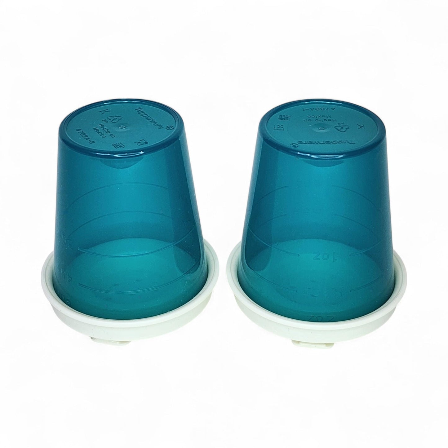 Tupperware Mini Salt and Pepper Shakers Set of 2 Teal Green with Cream Lids