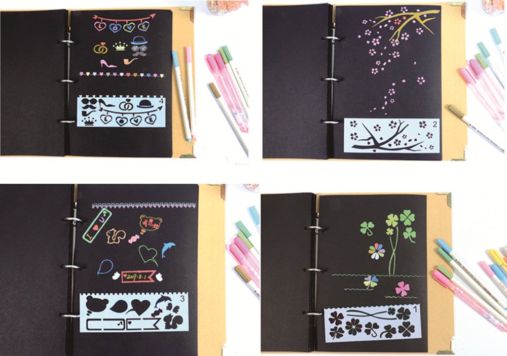 16PCS Drawing & Painting Stencils for Planner, Notebook, Diary