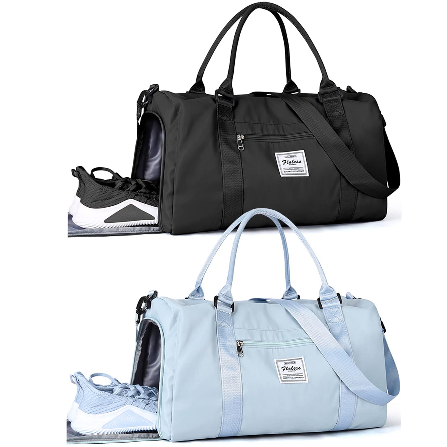 Gym Bag Womens Mens with Shoes Compartment and Wet Pocket Travel Duffel Bag for Women for Plane Sport Gym Tote Bags Swimming YogaSmall Waterproof Weekend Overnight Bag Carry on Bag Hospital Holdalls