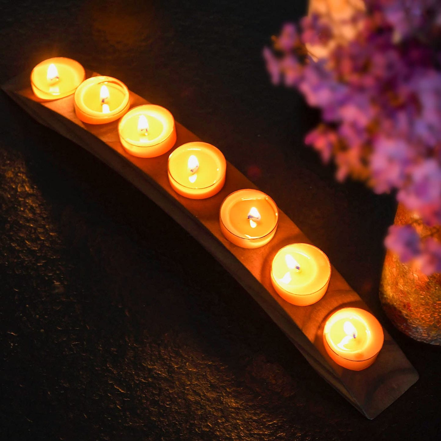 Wood Bridge Candle Stand, Tea Light Arch Holder, 7 in 1 Tea Candle Holder Dining Table Centerpiece - 2 PCS Rustic Wooden Color