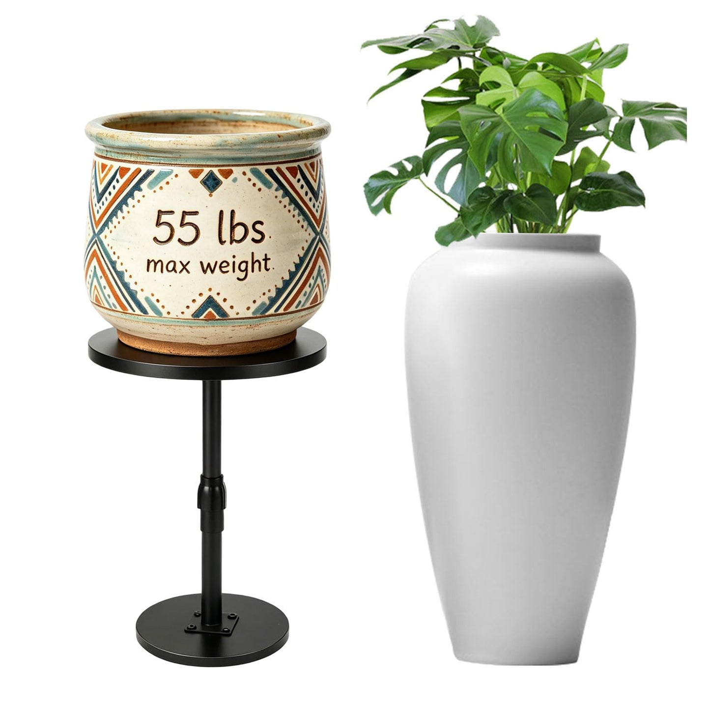 Plant Stand, Plant Risers for Inside Pots, Adjustable 12-21" with 3 Interchangeable Bases 6" 8" 10" - Metal Lifter for Tall Square Round Tapered Pots, Pot Filler Insert for Indoor Outdoor Garden, 2 PCS