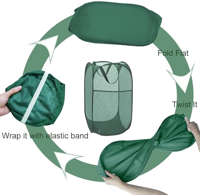 Pop Up Laundry Basket, Collapsible Mesh Laundry Hamper, Vertical Popup Hamper